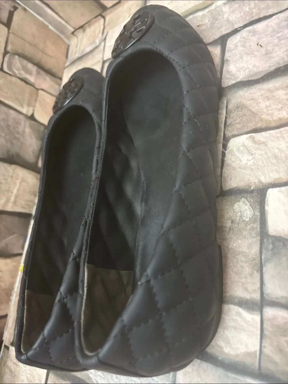 Women’s Tory Burch Chelsea Quilted Ballet Flats black nappa leather Sz 10